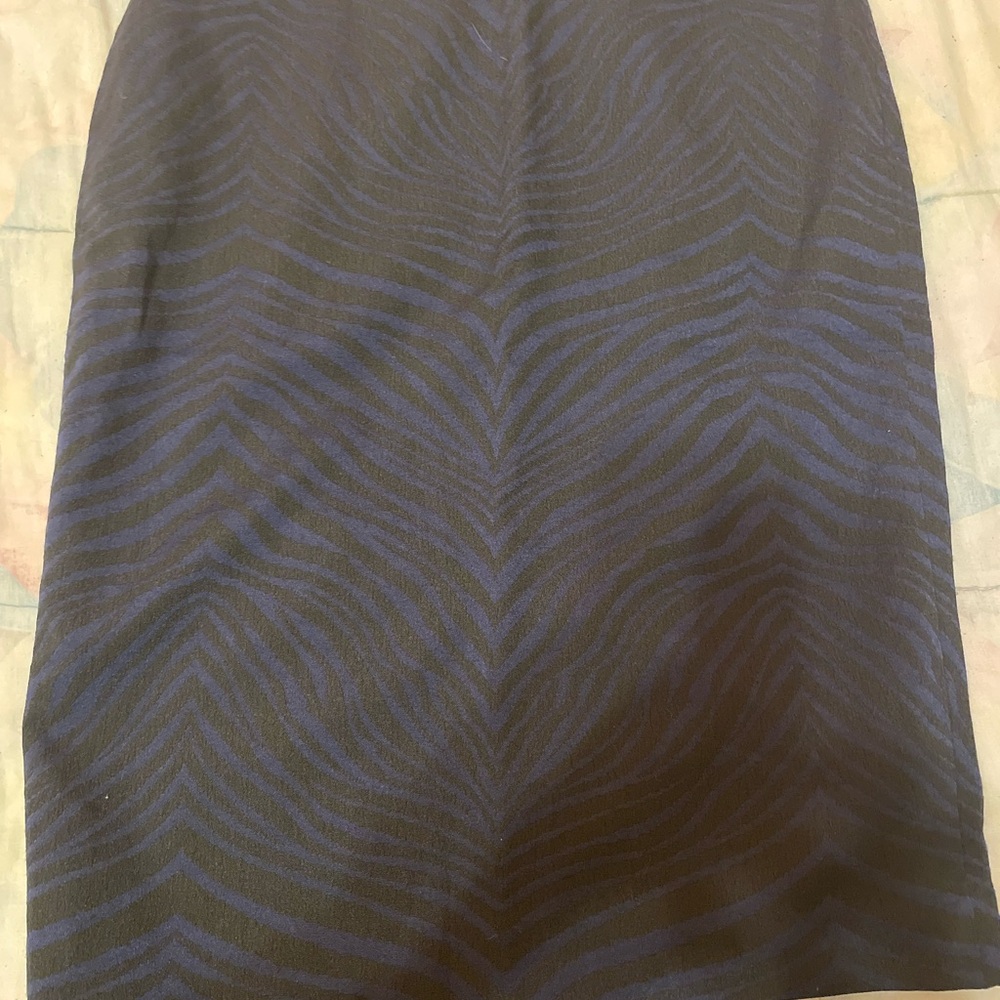 Ann Taylor Navy and Black Zebra-Stripe Pencil Skirt